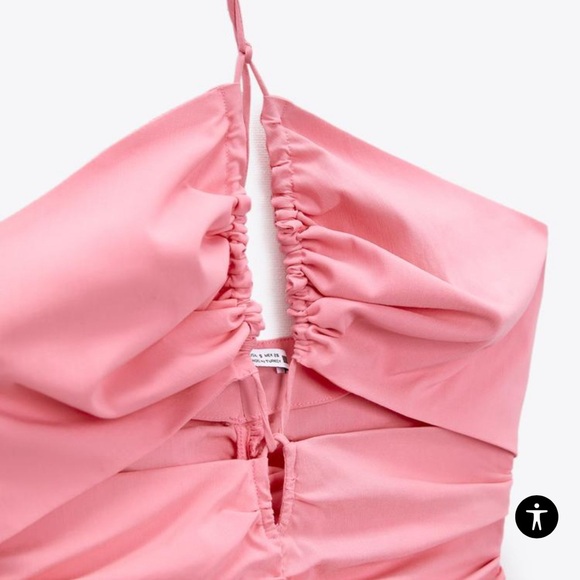 ZARA CUT OUT DRAPED DRESS ruched size XS new with tags - Picture 6 of 7